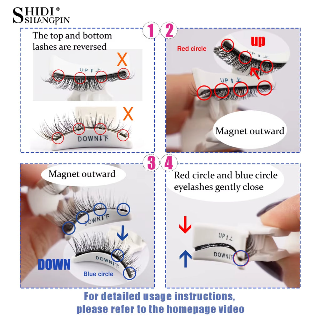 Reusable Magnetic Eyelashes 1 Pair Natural Curly Fluffy Magnetic False Eyelashes No Glue Needed Lashes Makeup with Tweezer Set