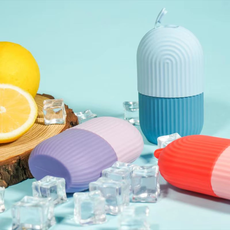 Silicone Cube Tray Shape Face Facial Ice Roller Massage Face Massage Roller Frozen Facial Reusable Ice Face Roller Skincare Tool