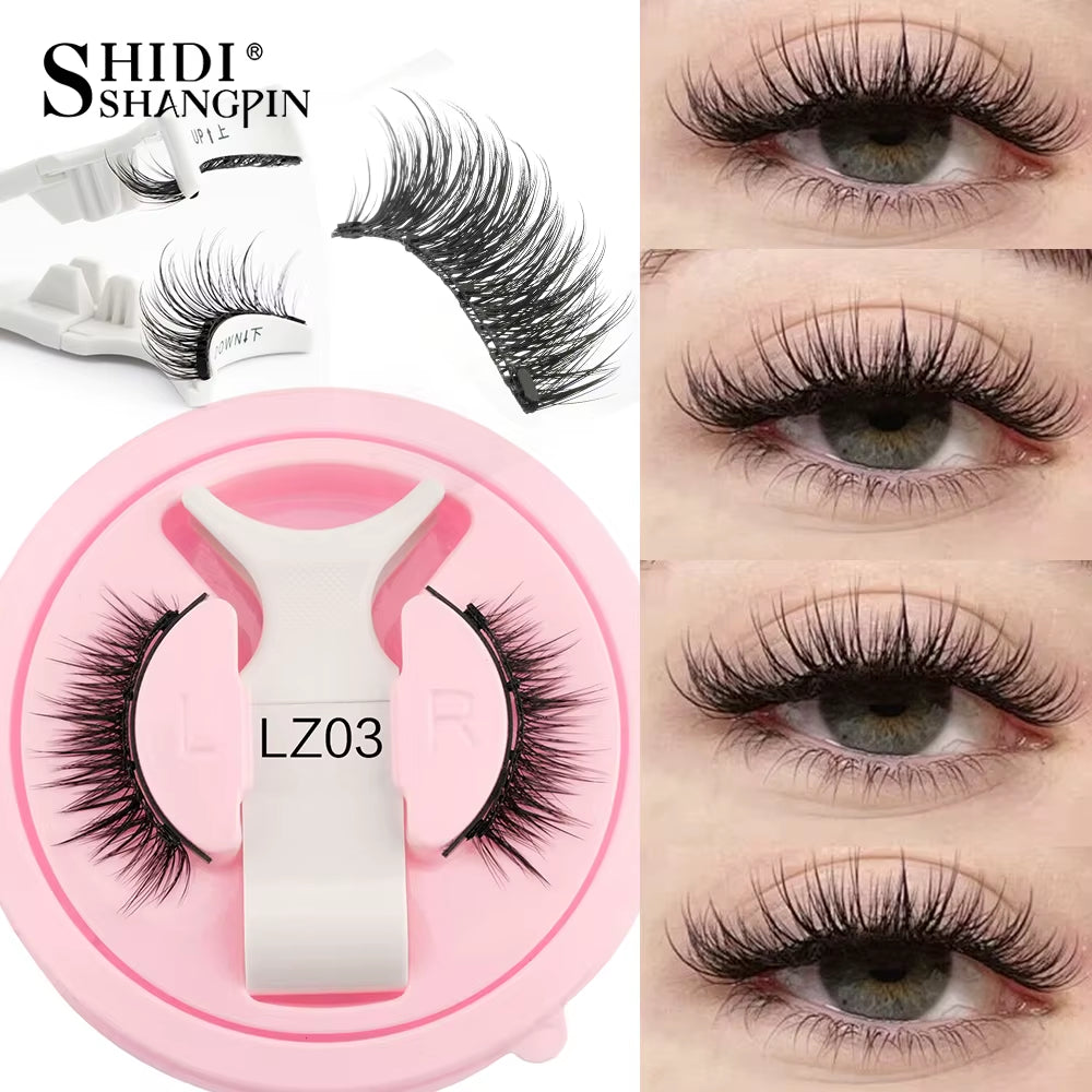 Reusable Magnetic Eyelashes 1 Pair Natural Curly Fluffy Magnetic False Eyelashes No Glue Needed Lashes Makeup with Tweezer Set