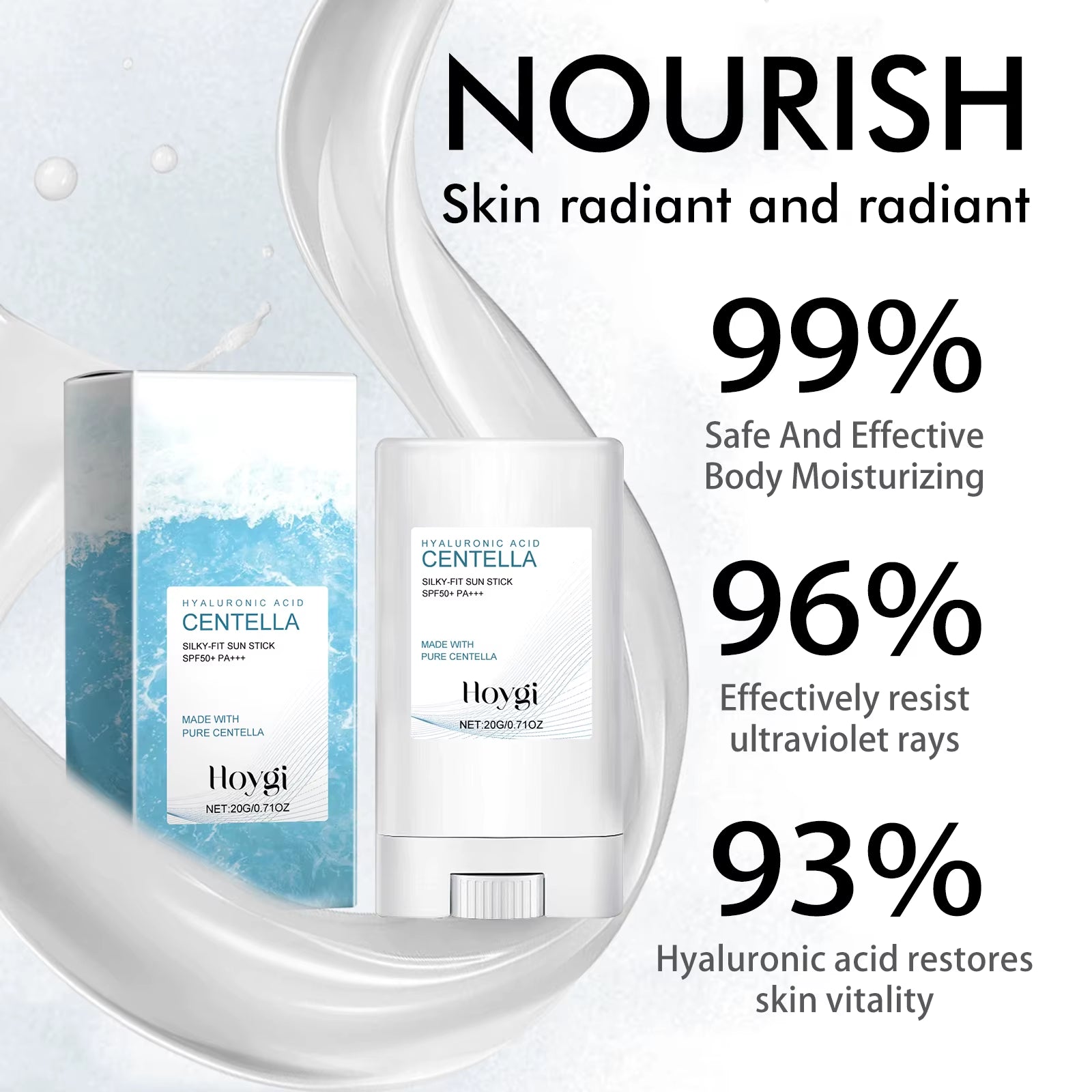 Hyaluronic Acid Sunscreen Stick Broad Spectrum SPF 50+ Hydrating Non-Greasy Fast Absorbing for Face and Body On-The-Go