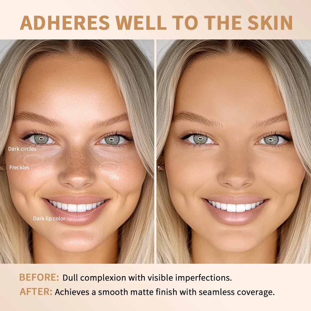 Skin Tint Foundation Stick with Brush Multi Use Matte Waterproof Long Lasting Oil Control Thin Coverage for Blemishes Concealer