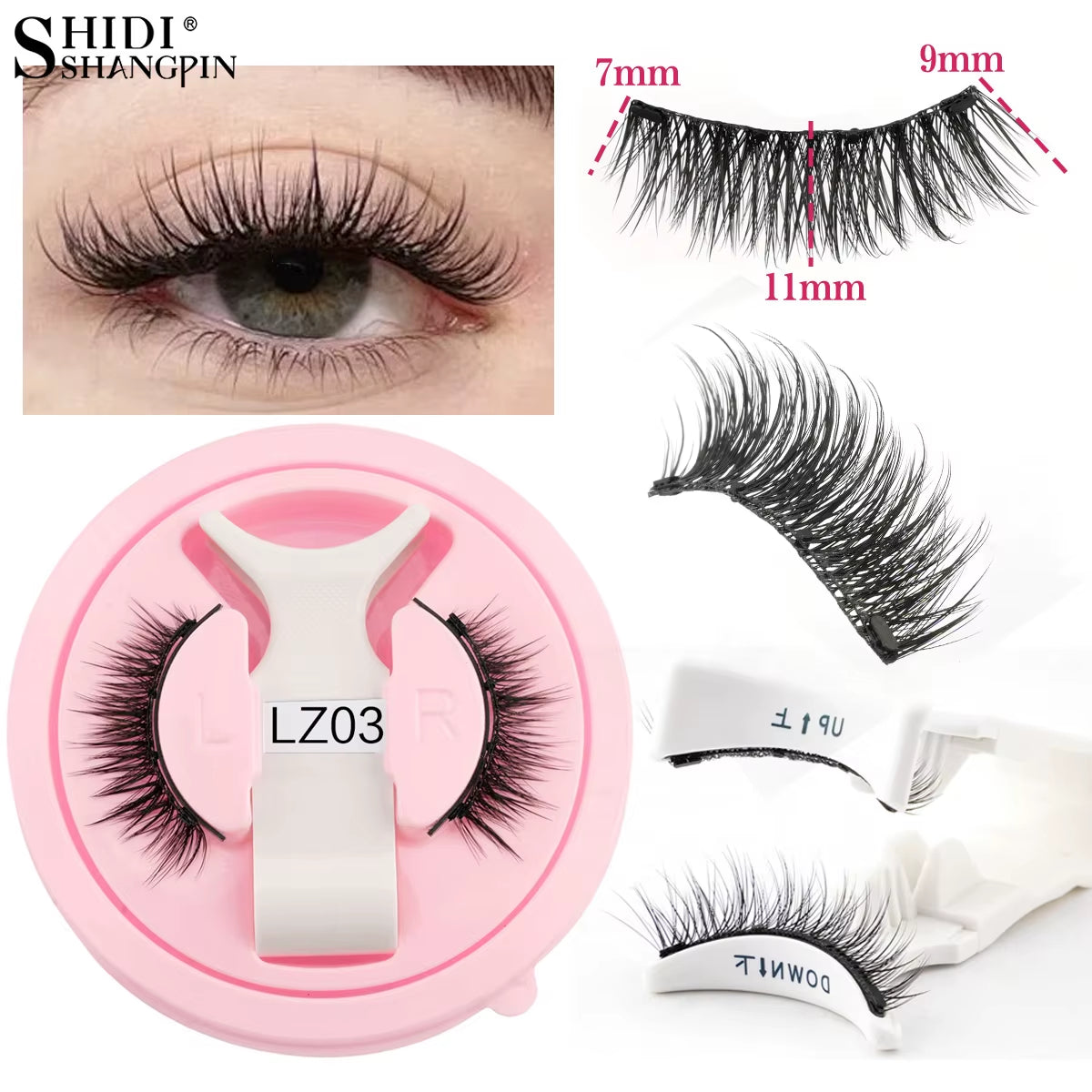 Reusable Magnetic Eyelashes 1 Pair Natural Curly Fluffy Magnetic False Eyelashes No Glue Needed Lashes Makeup with Tweezer Set