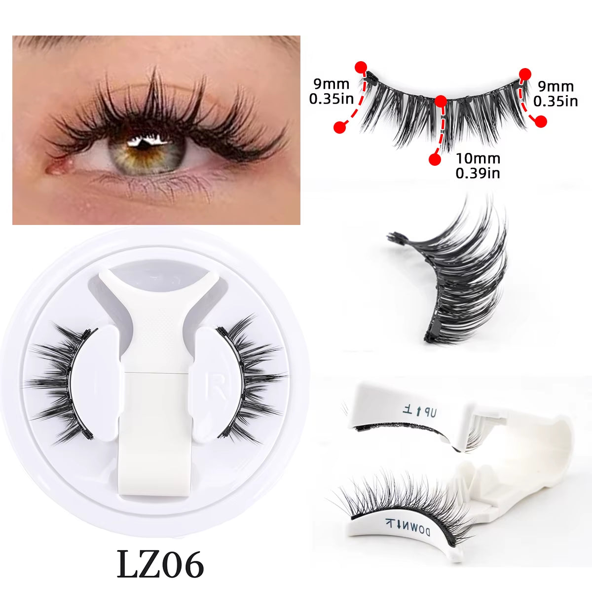 Reusable Magnetic Eyelashes 1 Pair Natural Curly Fluffy Magnetic False Eyelashes No Glue Needed Lashes Makeup with Tweezer Set