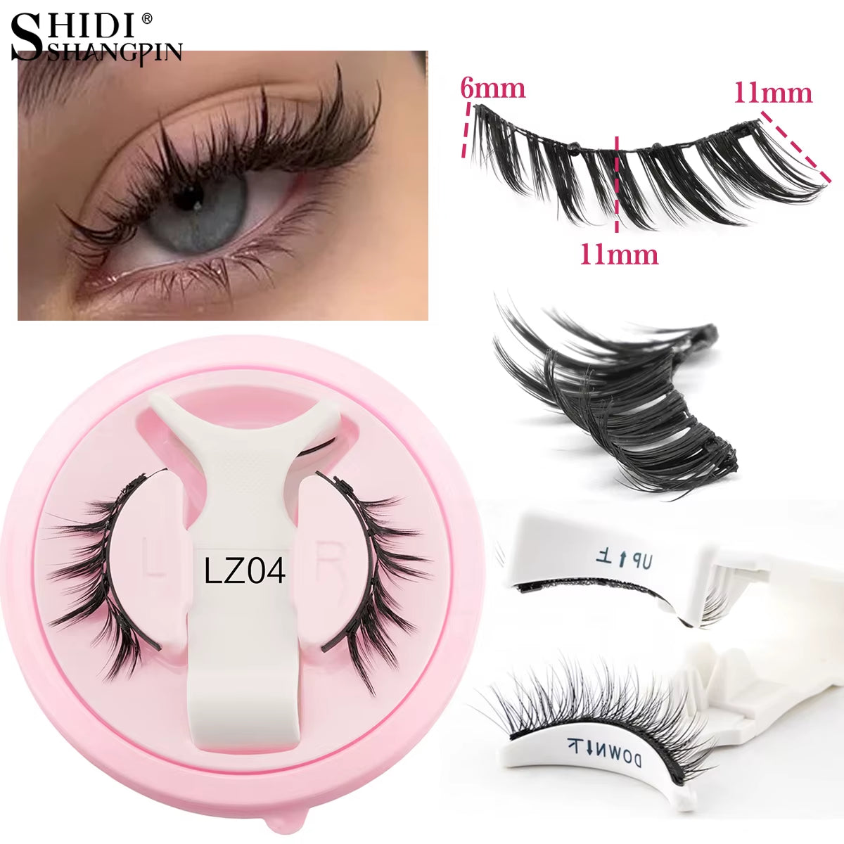 Reusable Magnetic Eyelashes 1 Pair Natural Curly Fluffy Magnetic False Eyelashes No Glue Needed Lashes Makeup with Tweezer Set