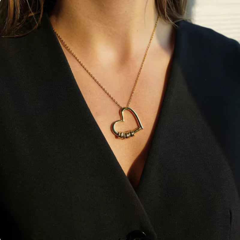 To My Love DIY Bead String Heart Necklace with Flap Wooden Box for Women Wife Birthday Valentine'S Day Christm Gifts